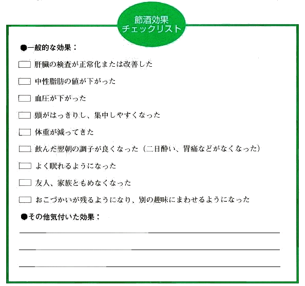 節酒効果チェックリスト